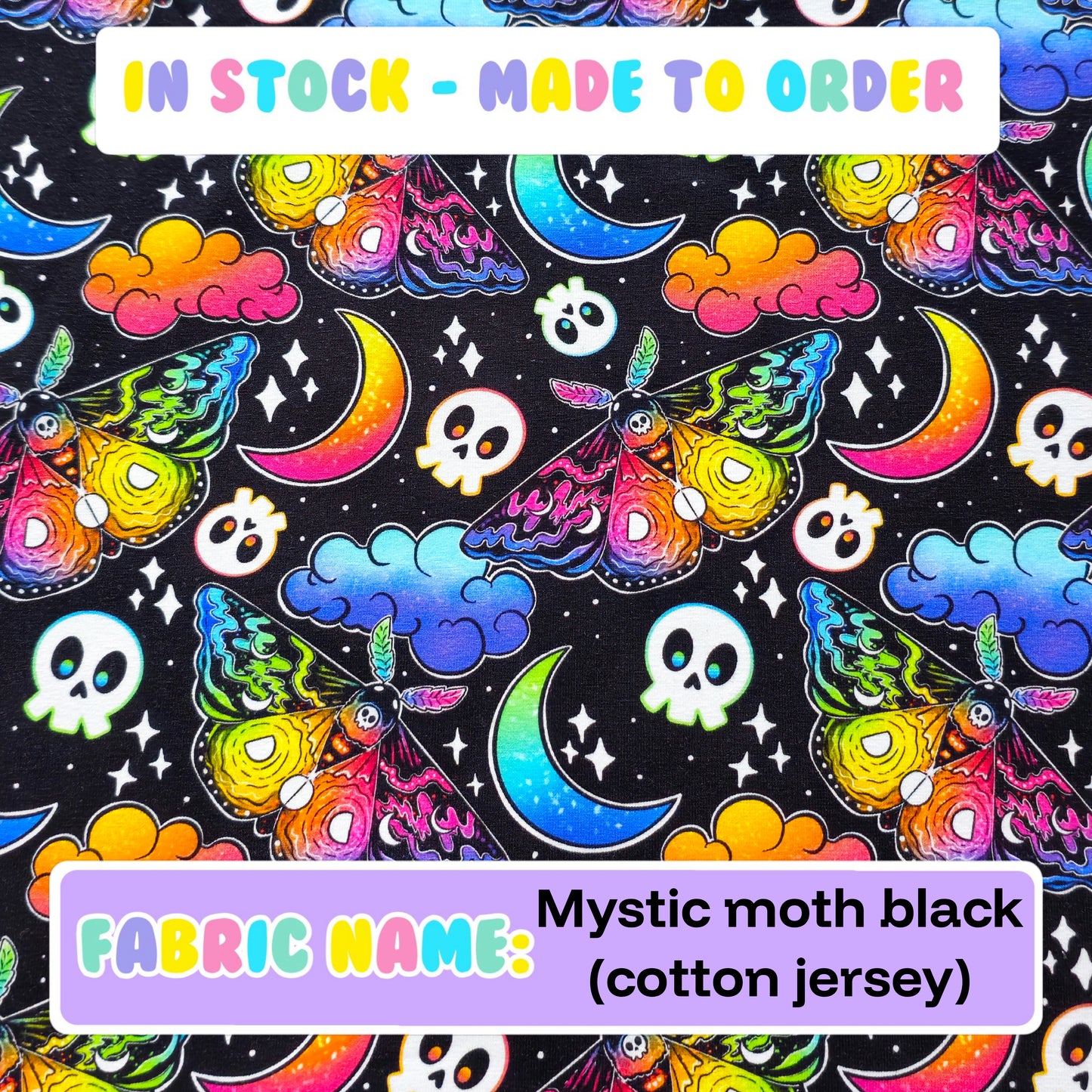 IN STOCK - Mystic moth black (cotton jersey)